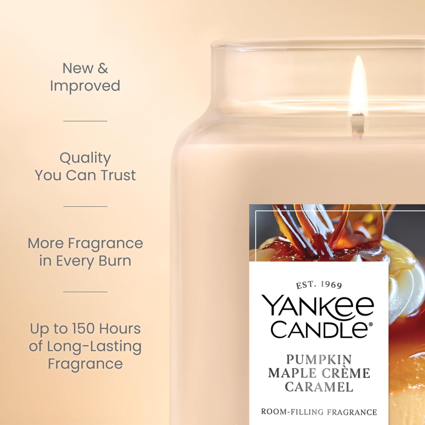 Yankee Candle Pumpkin Maple Crème Caramel, Scented Candle, 22oz Large Jar with up to 150 Hour Burn Time, Giftable