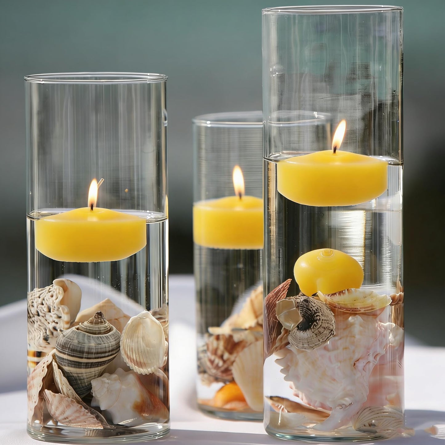 Yellow Floating Candles 3 Inch 12 Pack – Paraffin Wax Floating Candle for Warm, Cheerful Party & Home Décor – Clean Burning & Long Lasting