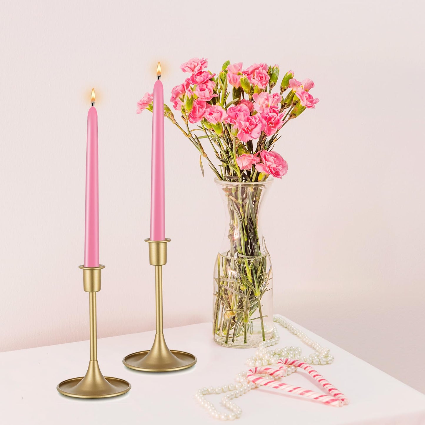 10 inch Cone-Shaped Candle, Set of 24 Smoke-Free, drip Free Wax, Long Burning, Used for Home Decoration, Churches, Celebrations, Parties (Pink)