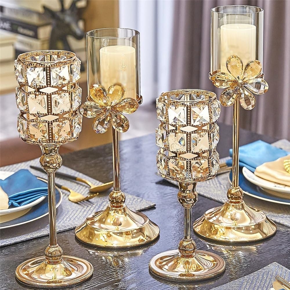 cfycfy987 Candelabra Household Crystal Candle Holder Decorative Candlestick for Home Decor, Wedding, Dinning, Party, Anniversary Candle Sticks Holder(Small)