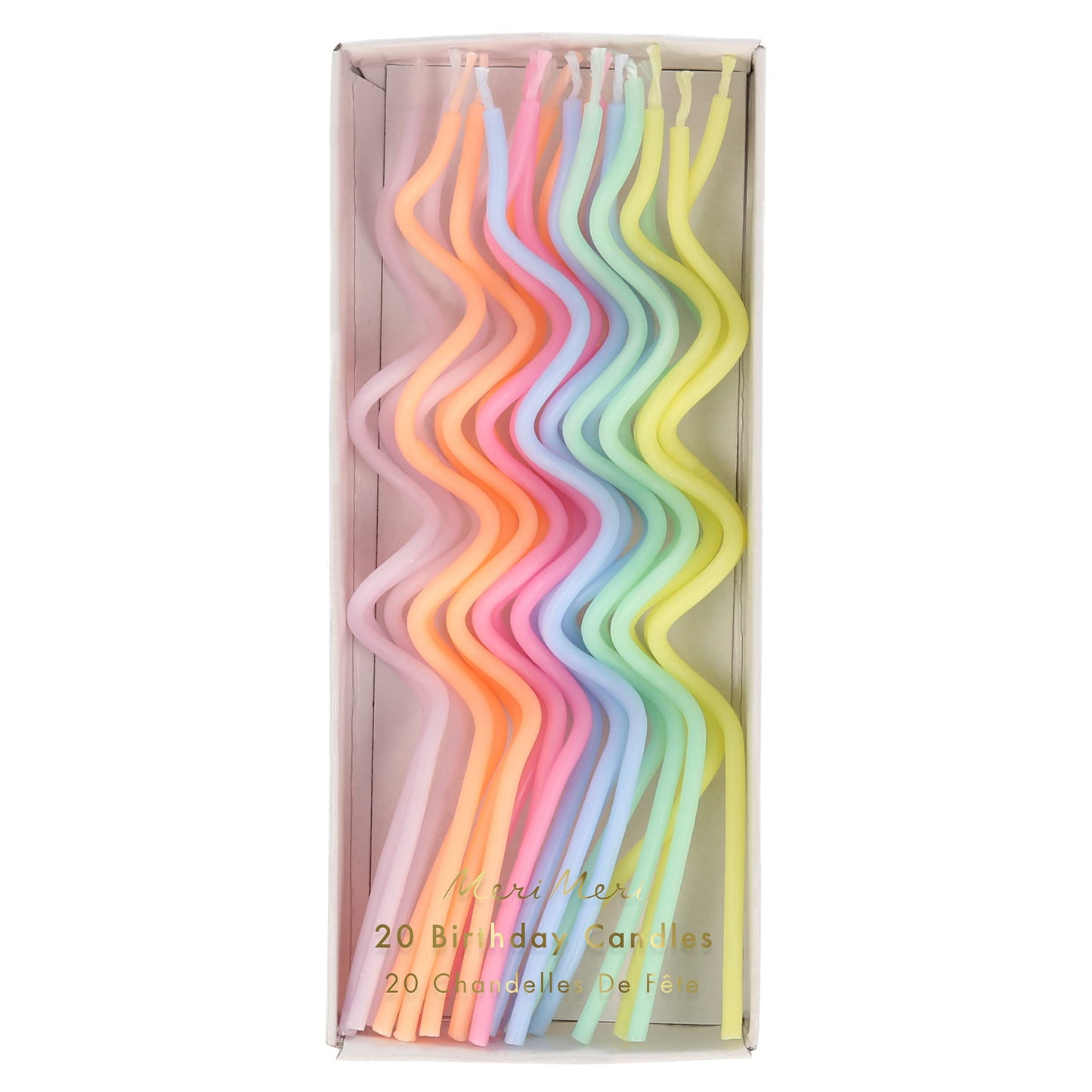 Meri Meri Swirly Tall Cake Candles (Pack of 20), 5" Tall Unscented Candles