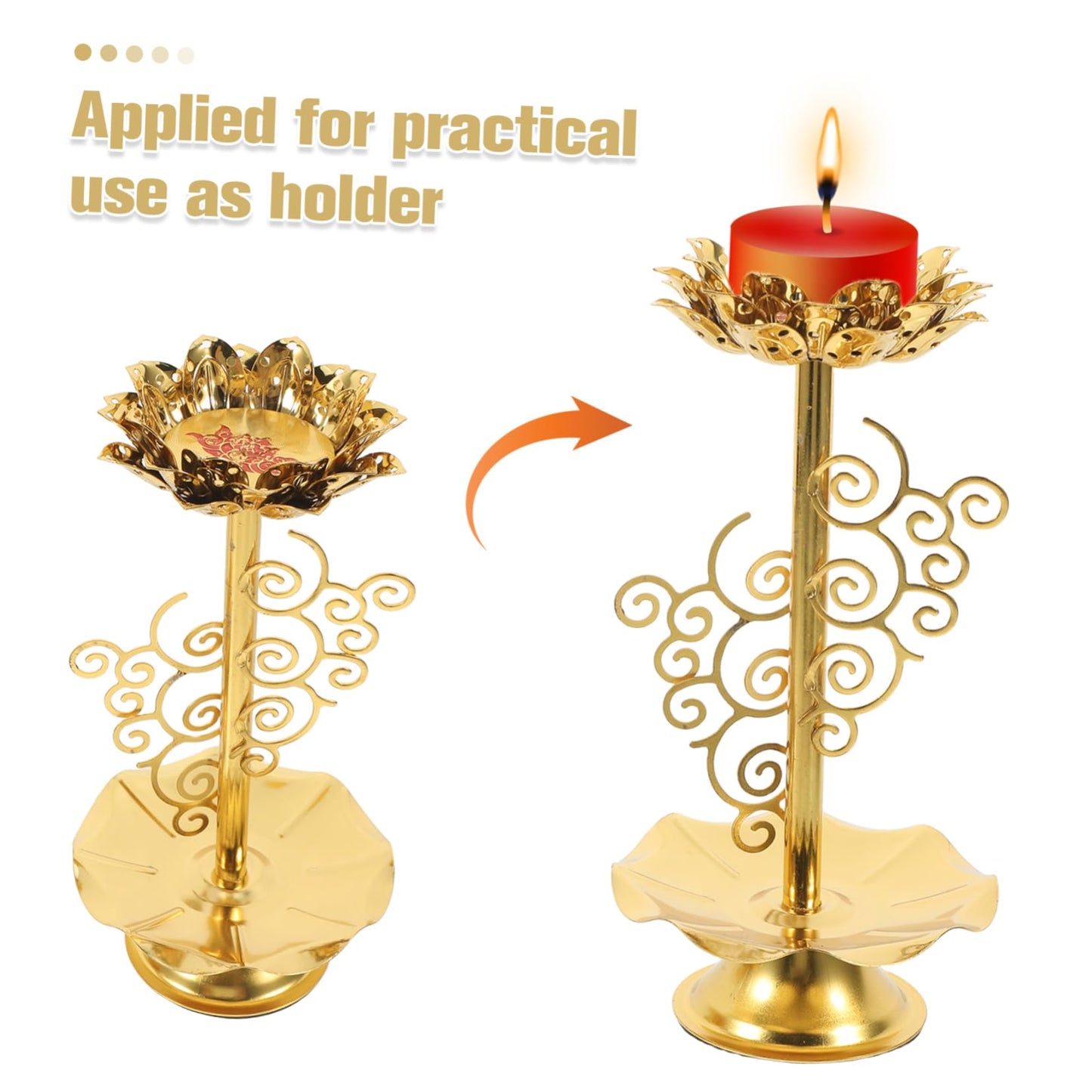 2pcs Antique Lotus Candlestick Holder Butter Lamp Base for Buddha Elegant Design for Home Decor for Festivals and Special Occasions