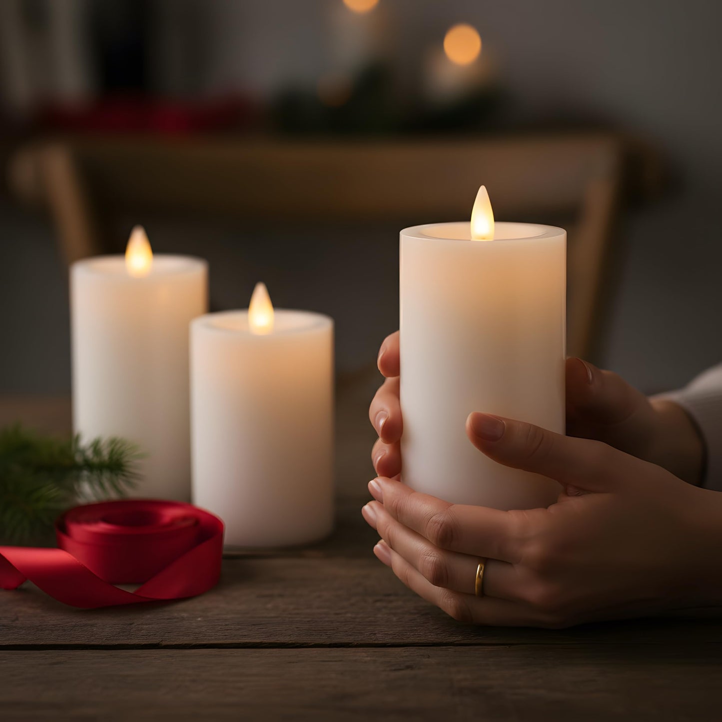 CozierGlow Flameless Pillar Candles Flickering with Remote Timer, Battery Operated LED Candles Up to 400 Hours, 3D Moving Flame Real Wax Candles, Set of 3, D3 x H4, 5", 6",Remote Included(Ivory)
