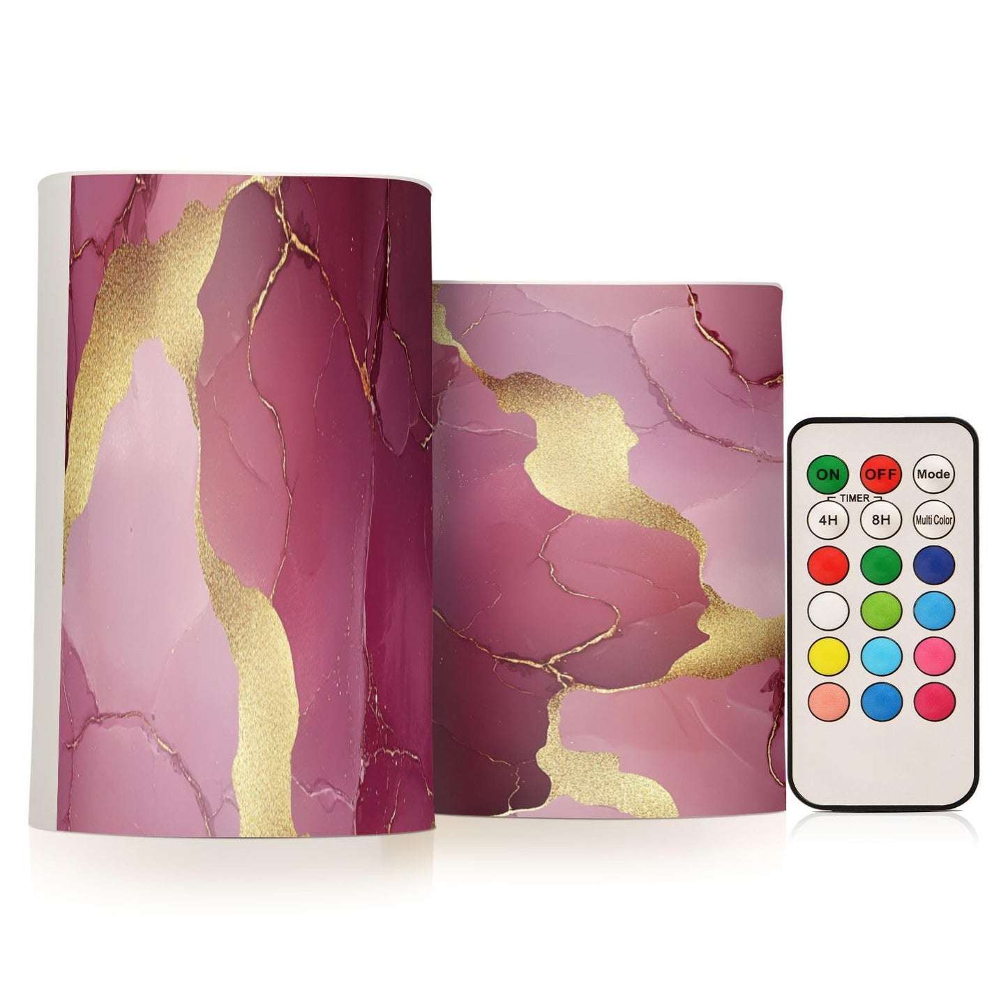 Zathe Flameless Candles Remote Led Flameless Candles for Table Marble Blush Burgundy