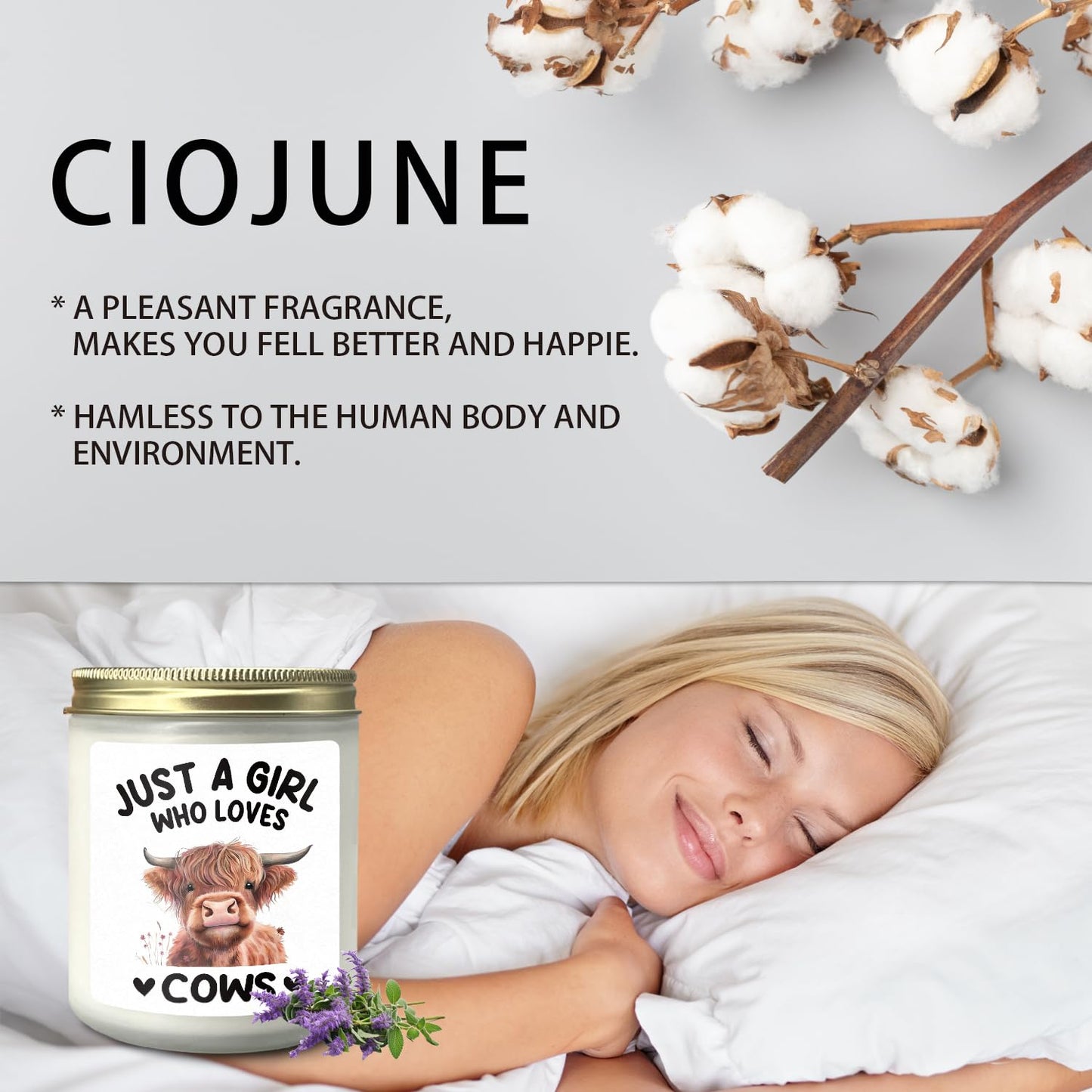CIOJUNE Highland Cow Candle, Cow Gifts for Women Girls Cows Lovers, Just a Girl Who Loves Cows Lavender Candle, Highland Cow Scented Candles for Home