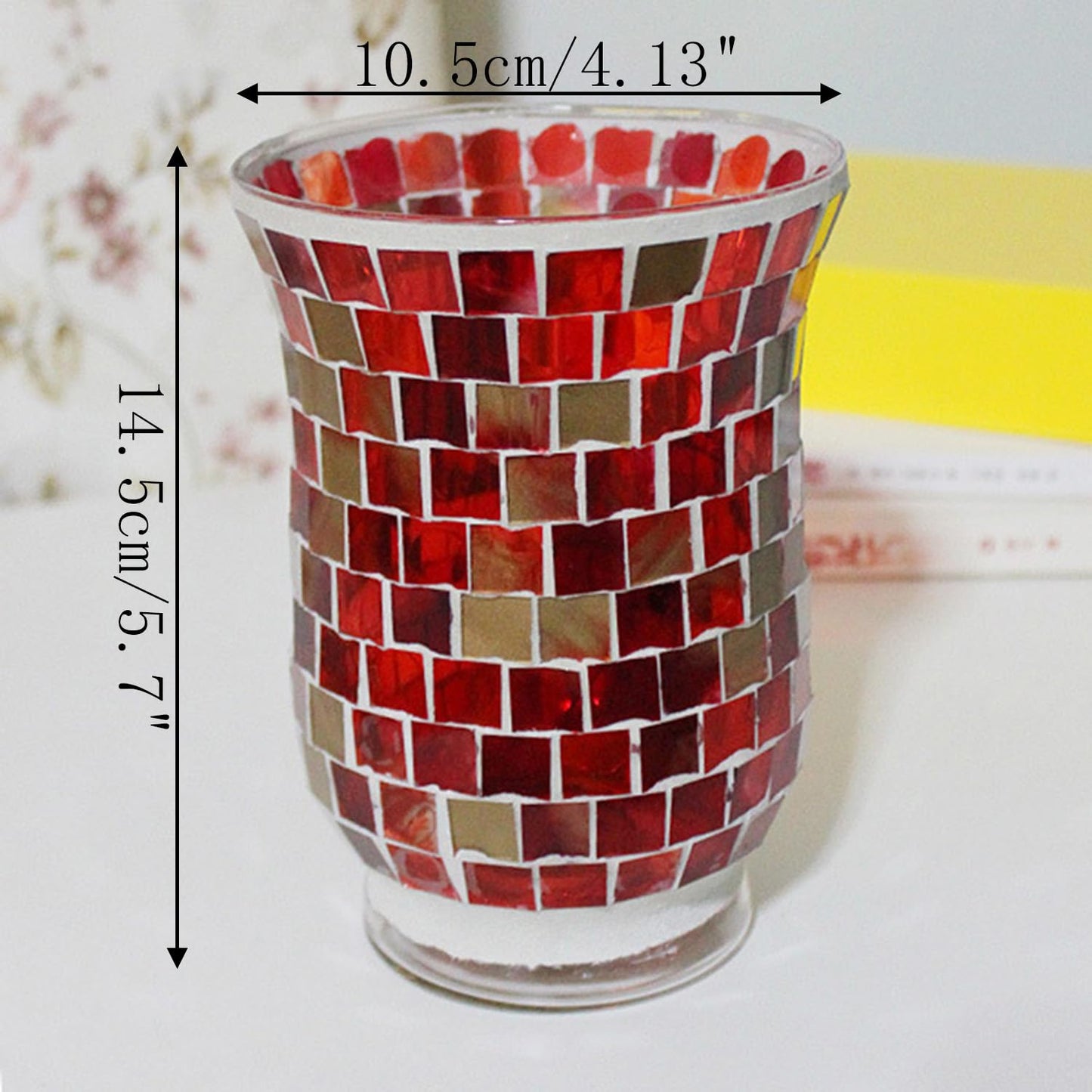 Maimeili Glass Candlestick Romantic Mosaic Broken Candlelight Aromatherapy Candle Cup for Valentine's Day Christmas Thanksgiving Tables Center of Party Decorations(NO Candles)