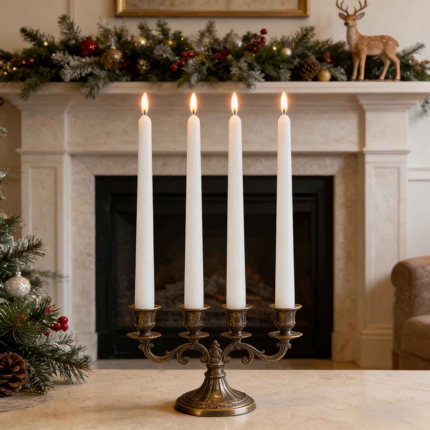 White Unscented Taper Candles for Home Decoration, 20 Pack 10 Inch Dripless Candlesticks for Dinner Party Wedding