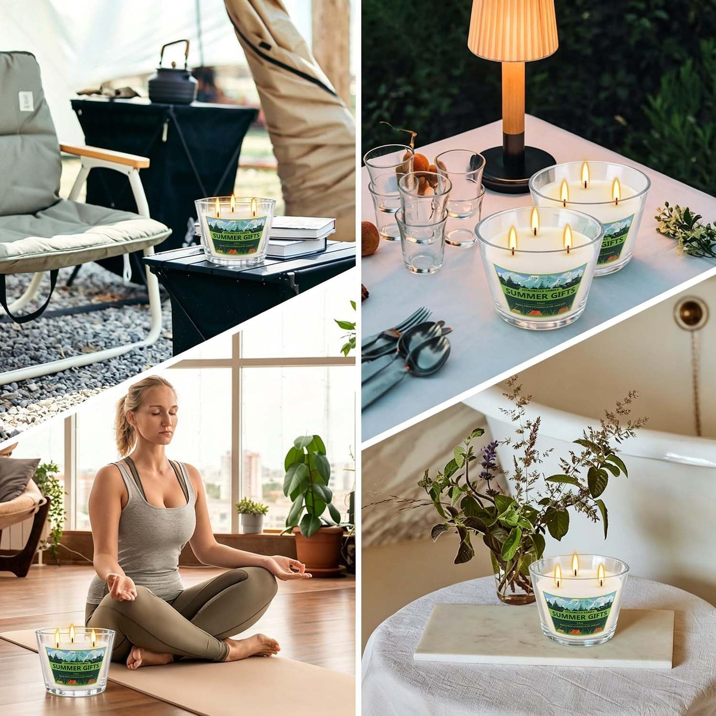 CAKETYCG 2 Pack 3-Wick Glass Cup Citronella Candles(14oz), Natural Soy Wax Clean Burning & Smokeless,citronella Scented Candle & Outdoor Candle,Camping Bar Counter Yard, Summer Gift.