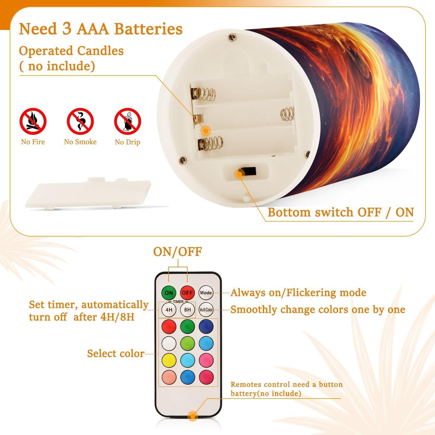 KGLDSNM Blazing Galaxy Lion LED Flameless Flickering Candle with Remote Timer Battery Operated for Indoor Outdoor Party Holiday Home Decor 2 Pack