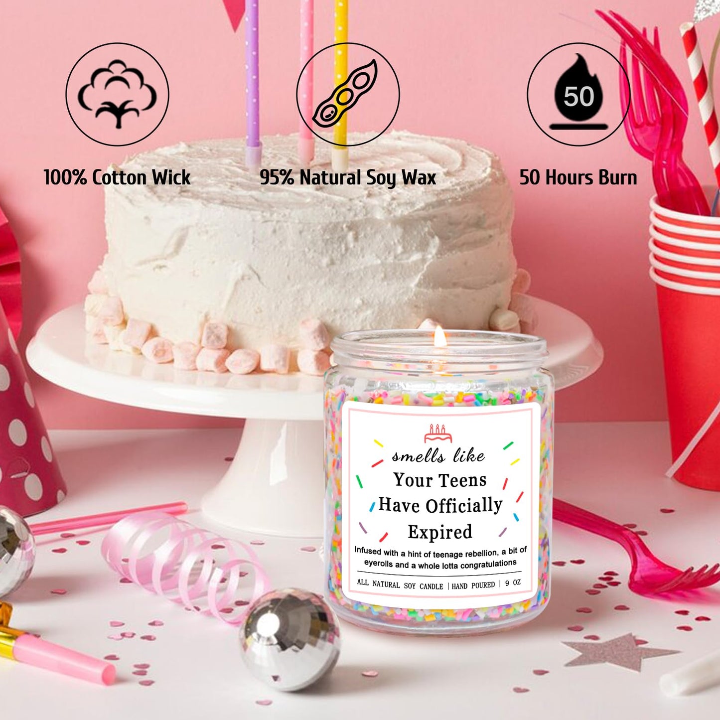 Homsolver Birthday Candles Gifts for 20 Year Old Female, Happy 20th Birthday Decorations for Women, 20 Year Old Birthday Gifts for Girl Her (Vanilla Birthday Cake Scent with Sprinkles)