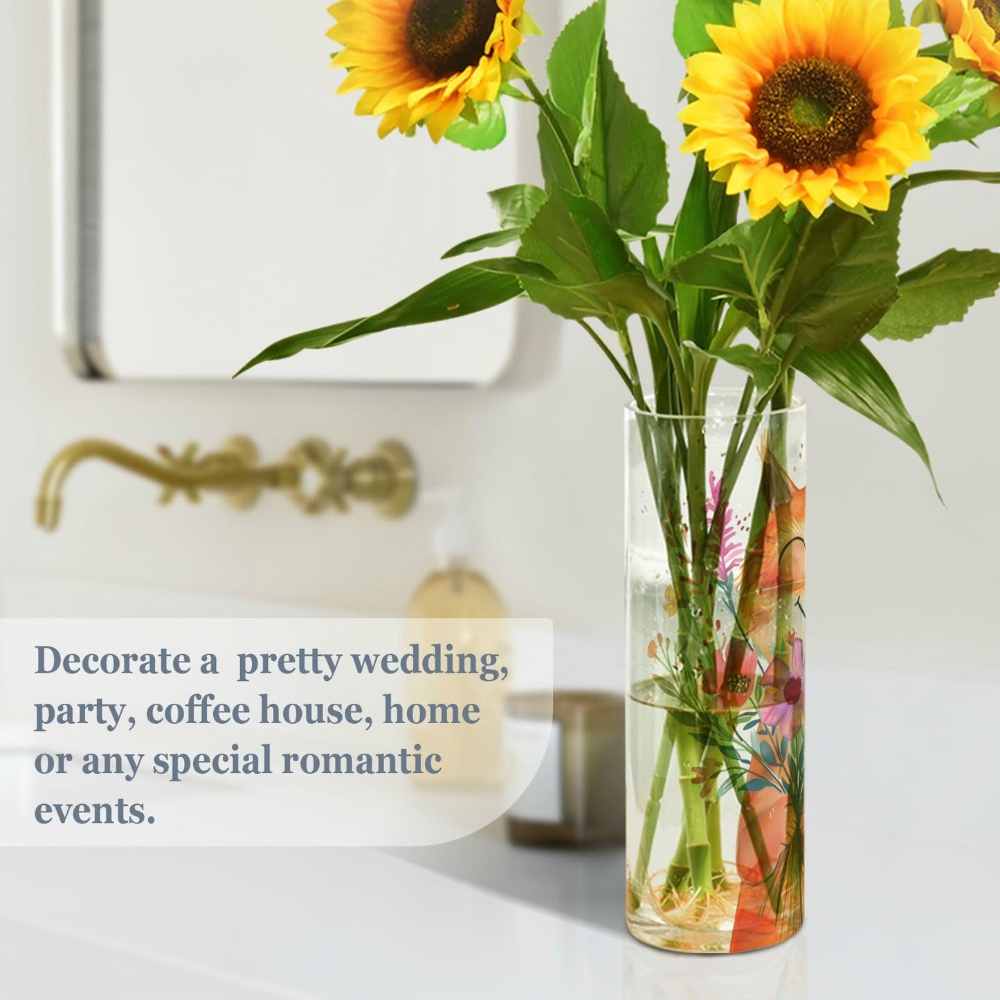 Cartoon Orange Cat Flower Vase Bud Vase Home Decor for Dining Table Office Bedroom Living Room