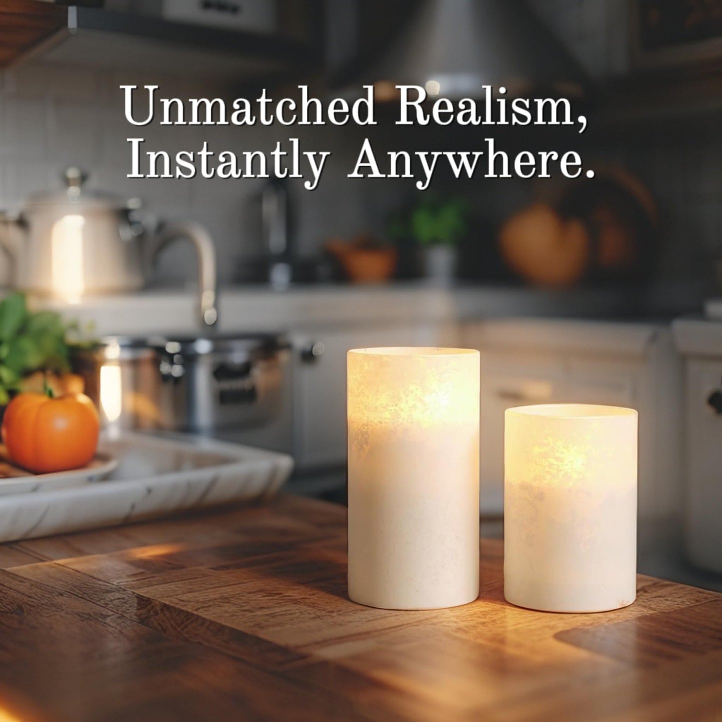 VENTA Frosted Glass LED Candles, Set of 3 | Warm Amber Flickering Pillar Candles with Remote | Creates Cozy, Relaxing Hygge Ambiance for Bedroom & Living Room
