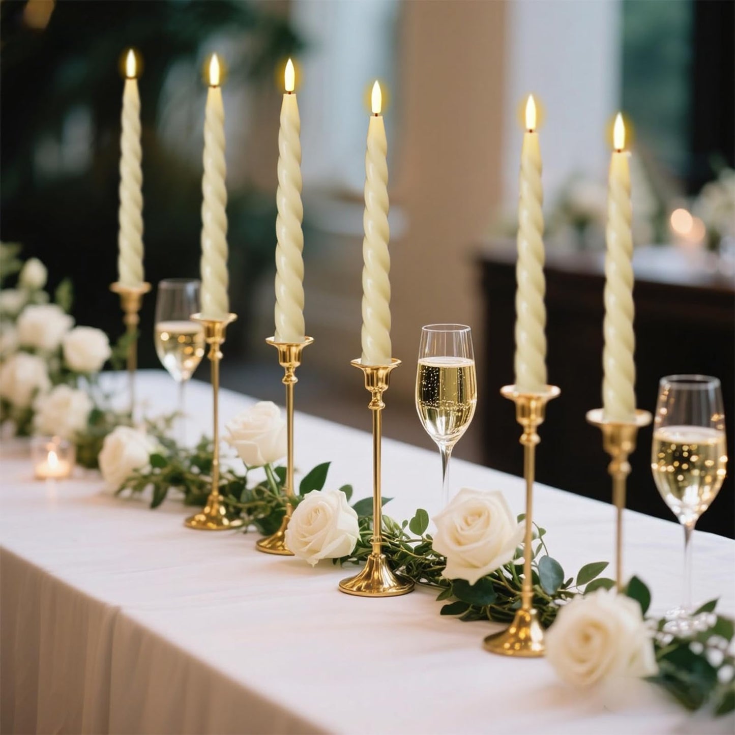 Wondise Flameless Taper Candles with Remote Timer, Real Waxy Ivory Battery Operated Candlesticks 3D Wick LED Candles for Halloween Christmas Holiday Wedding Decoration (2 Pack