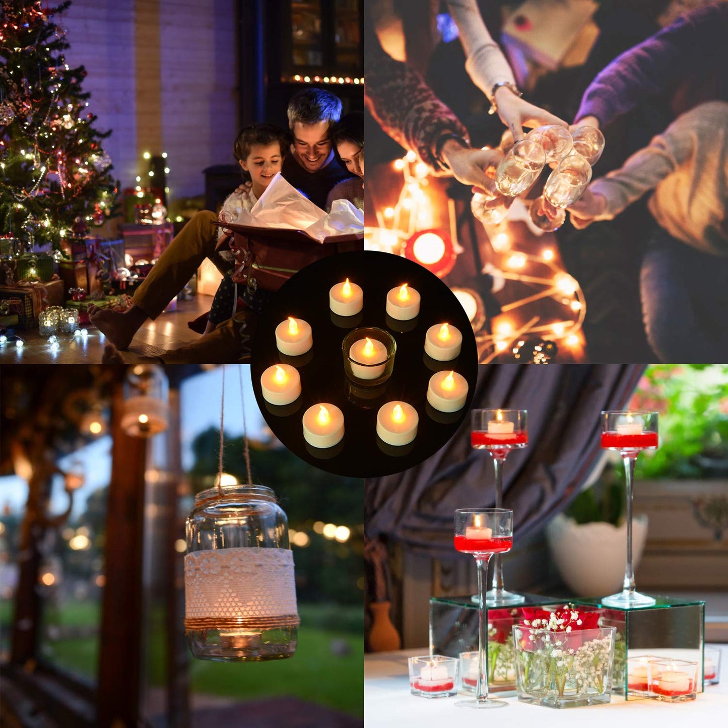 Pandaing Lasts 2X Longer Flameless Tealight Candles [50 Pack, Batteries Included], Realistic Tea Lights Candles, Flickering Bright Tealights, Battery Operated Unscented Candles