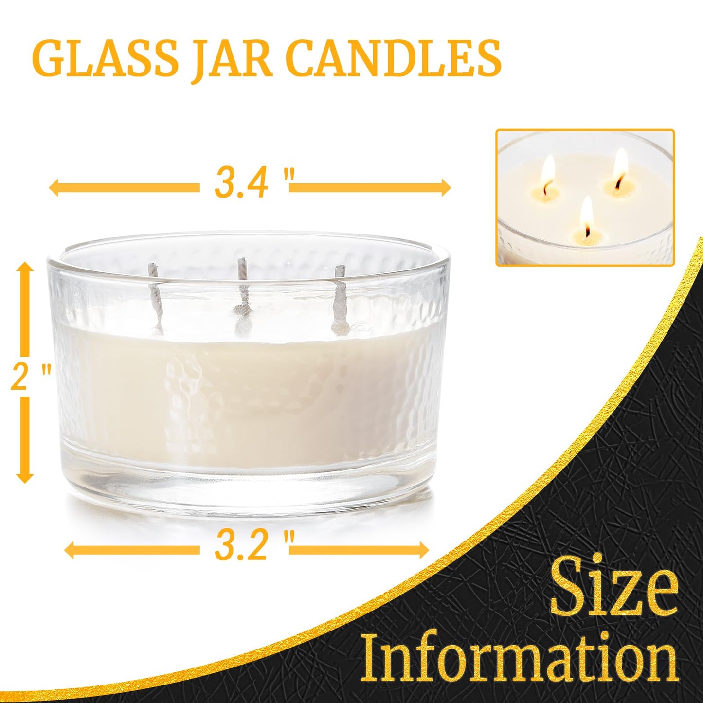 3-Wick Beeswax Candles in Glass Jar, Natural Unscented Beeswax Candles - 22 Hour Burn Time, Handmade Candles for Party, Holidays Gift, Dinning (Pack of 1, White)