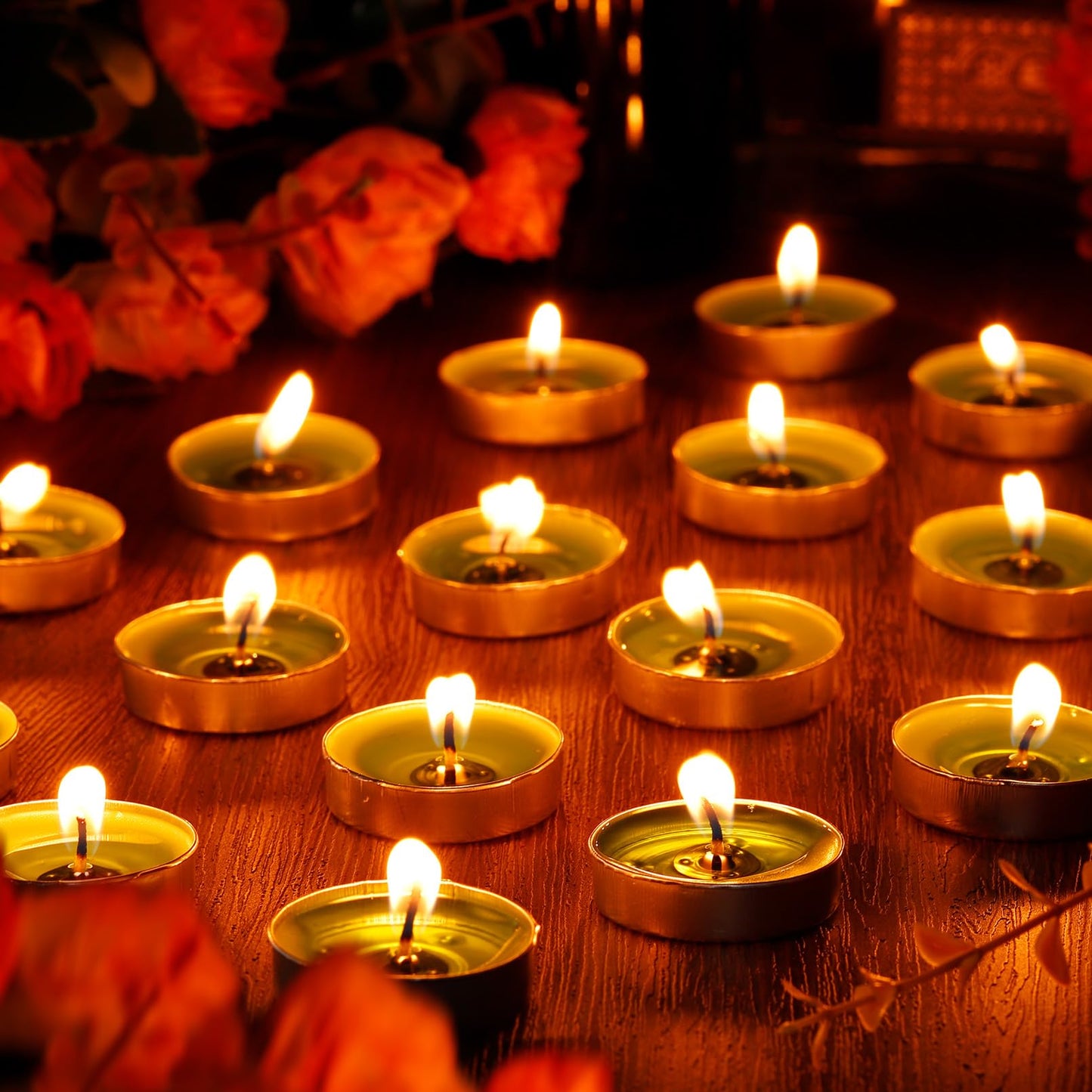 Dyrfolm 100 Pack Tea Lights Candles, Smokeless, Unscented, Dripless & Long Lasting Mini Tealight Candle, Small Tea Candle for Home Weddings Party Decoration (Yellow)
