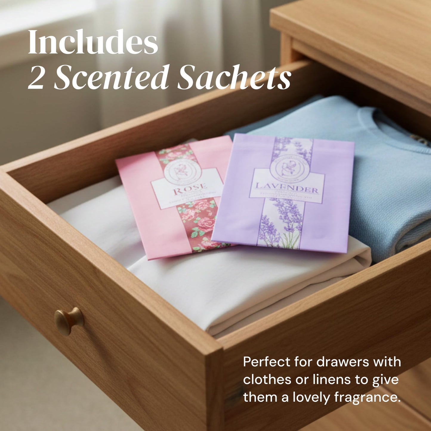 ADELEGOURDAIN Aromatherapy Scented Gift Set - 4 Soy Wax Candles & 2 Fragrance Sachets - Calming Jasmine, Bergamot, Berry & Breeze Scents in Glass Jars - Home, Bath & Relaxation Mother's Day Presents
