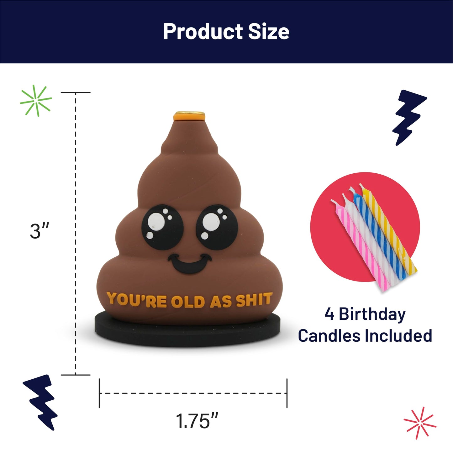 GOOFBALLS Funny Birthday Candle Holder – Humorous Party Decoration & Gag Gift – Quirky Cake Topper for Adults & Friends - Old as Shit