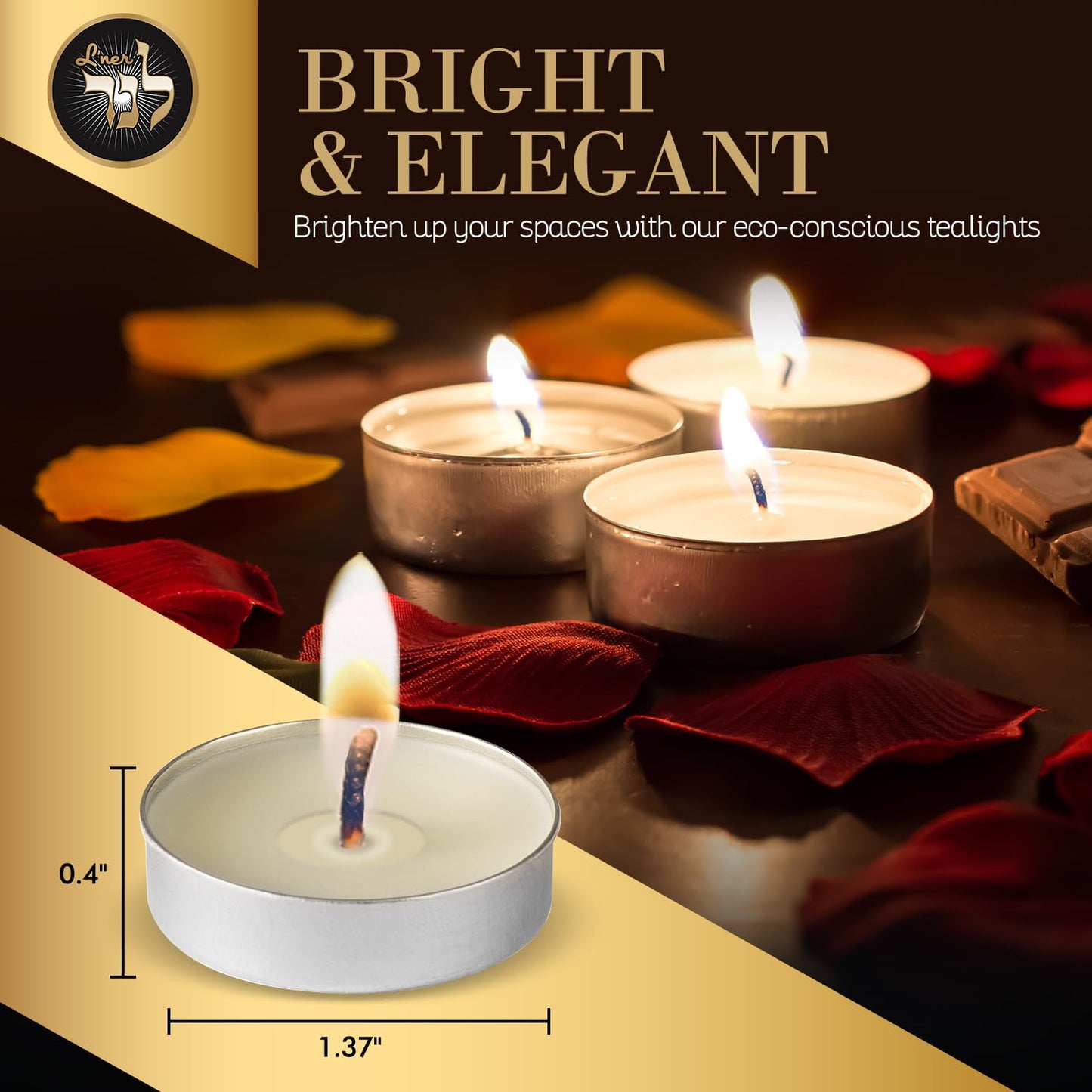 L’ner 1.5 Hour MINI Tealight Candles, 200 Pack – Smokeless & Dripless Unscented Tea Lights, Plant-Based Wax, Lead-Free Cotton Wick – Premium Quality Tea Lights for Shabbat, Memorial, Home, Weddings