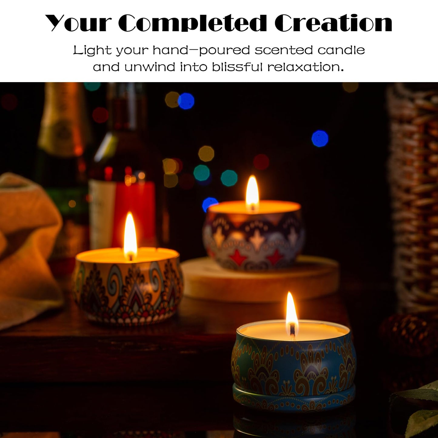 MeiGlow Empty Candle Tins for Making Candles, 24 Pack 3 oz with Lids, Cotton Wicks, Wick Stickers and Holders