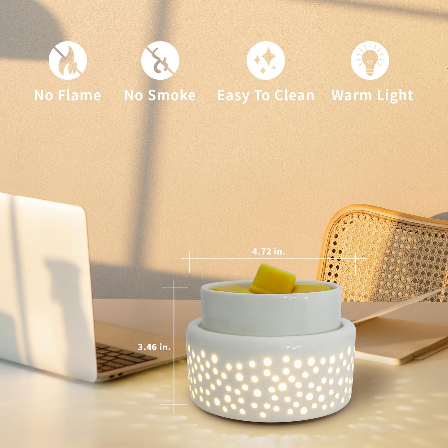 VICTORIA AROMA Ceramic Wax Melt Warmer - LED Night Light Candle Wax Warmer for Scented Wax, Electric Fragrance Wax Melter for Home, Office, Bedroom Decor, and Gifts