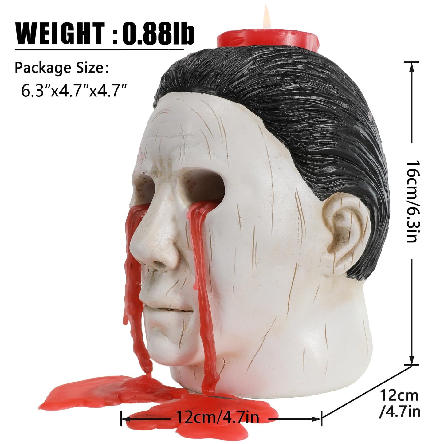 Generic Halloween Candle Holder Halloween Statue with Bleeding Eyes Decor Horror Candlestick Decoration, White, BE-012A