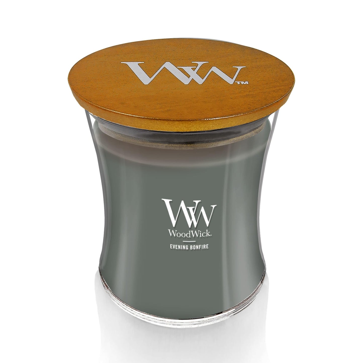 WoodWick Evening Bonfire Holiday Candle Gifts for Women and Men, 9.7 oz Medium Hourglass Candle with Crackling Wick