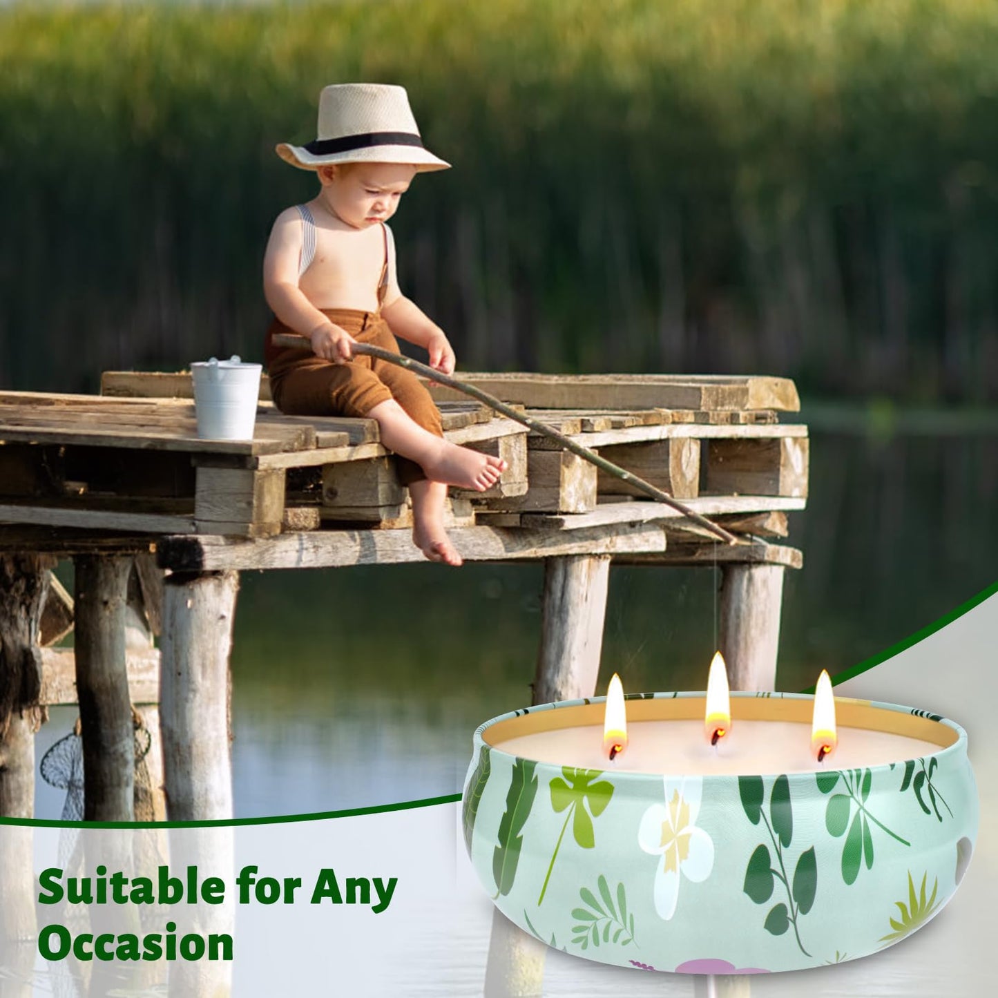 Citronella Candles Outdoor, 3-Wick Large Citronella Candles for Patio, 3 Packs Natural Soy Wax Summer Candle Set, 200 Hours Long Lasting Burning Lemongrass Scented Candle for Garden Balcony Camping