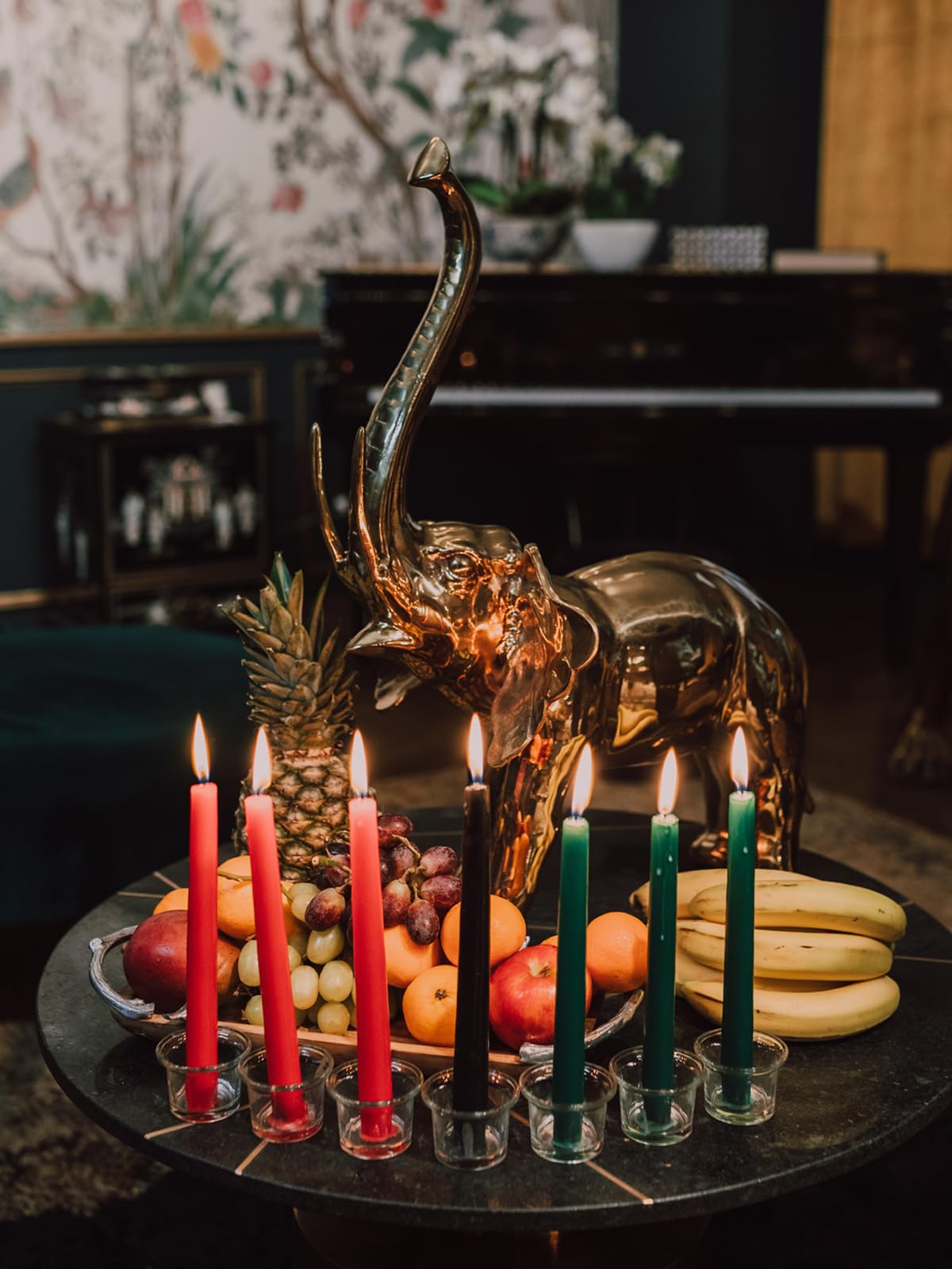 Topsics Kwanzaa Taper Candles Set of 7, 3 Red, 3 Green, 1 Black - 10 Inch Dripless Tall Candle Premium Quality Candles -Mishumaa Saba Candle