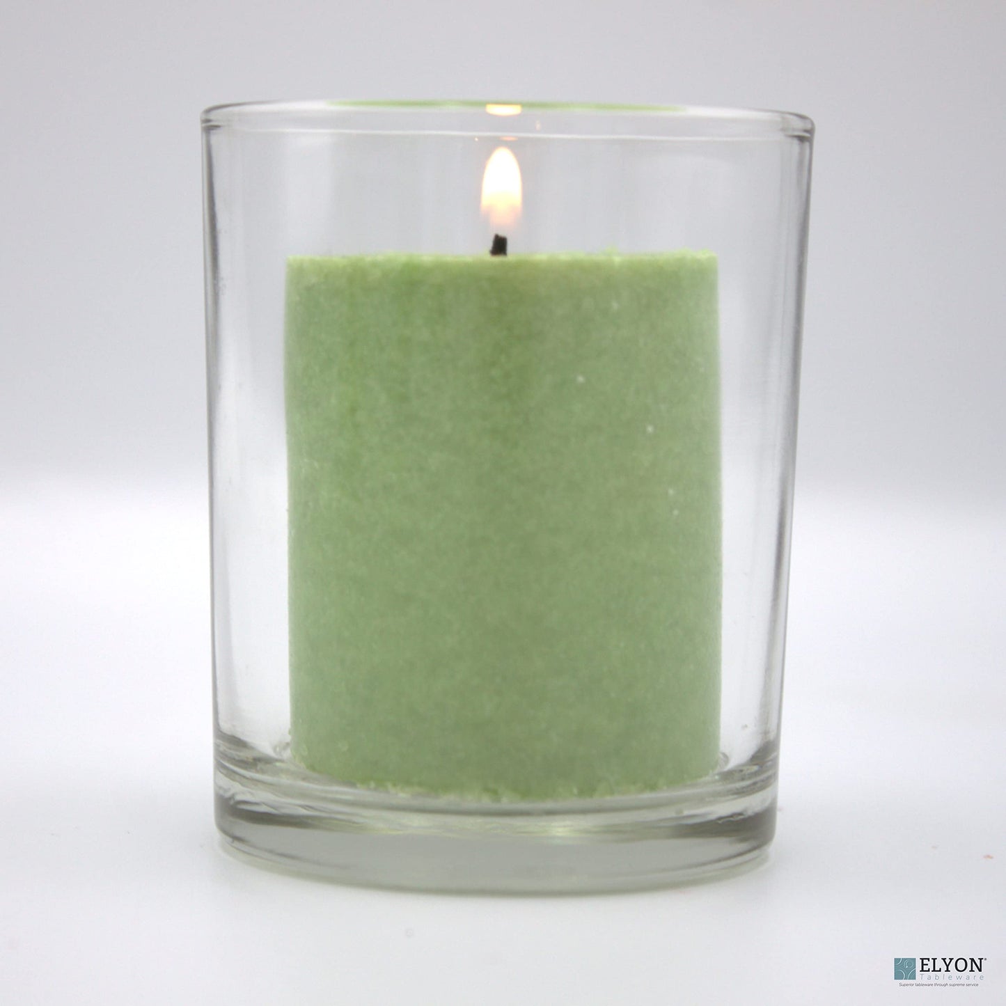 18 Green Colored Unscented Wax Votive Candles in Glass Holder, 24 Hours Burn Time