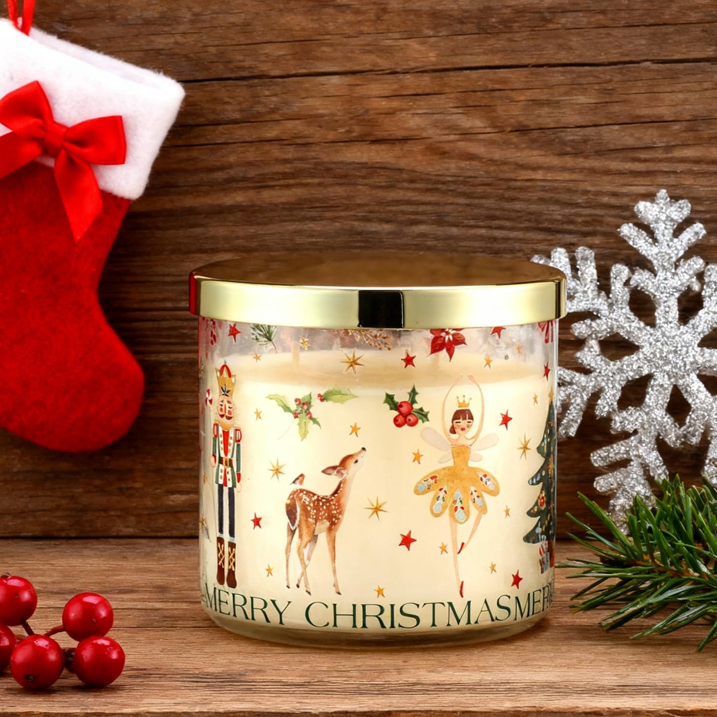Christmas Candle, Pine Scented Candle, Xmas Candle Gift, Christmas Tree Nutcracker Ballet Girl Design, Winter Candles Gift, 14oz