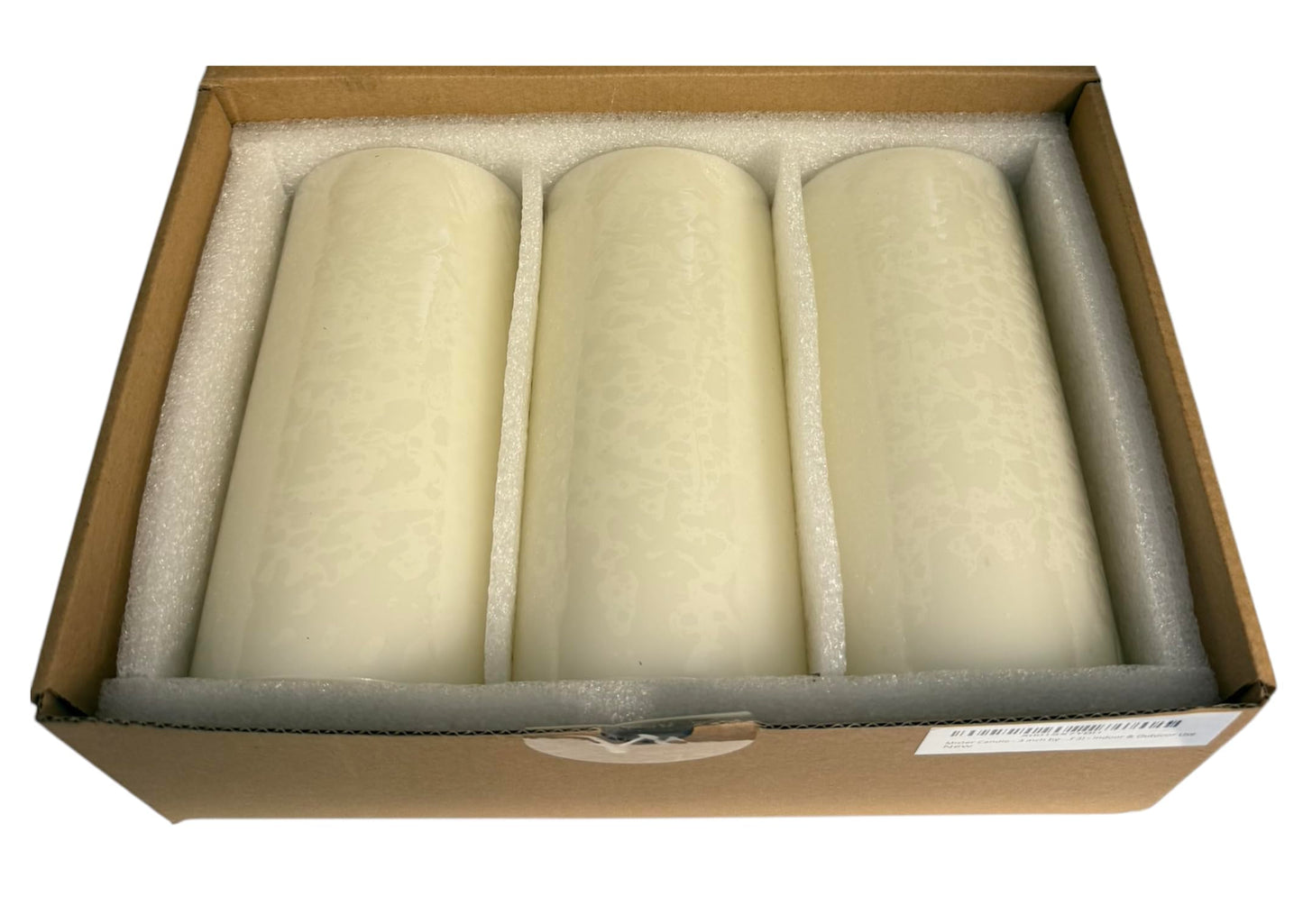 Mister Candle Dripless Vanilla Scented Ivory Pillar Candles Set of 3, Hand Made Vanilla Pillar Candles with Essential Oils for Home Decor, Premium Wax, 80 Hr Burn Time (3x6 inch)