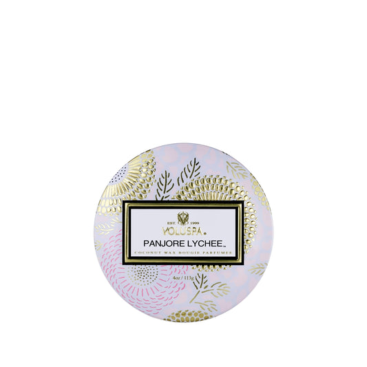 Voluspa Panjore Lychee Petite Tin Candle , 4 Ounces