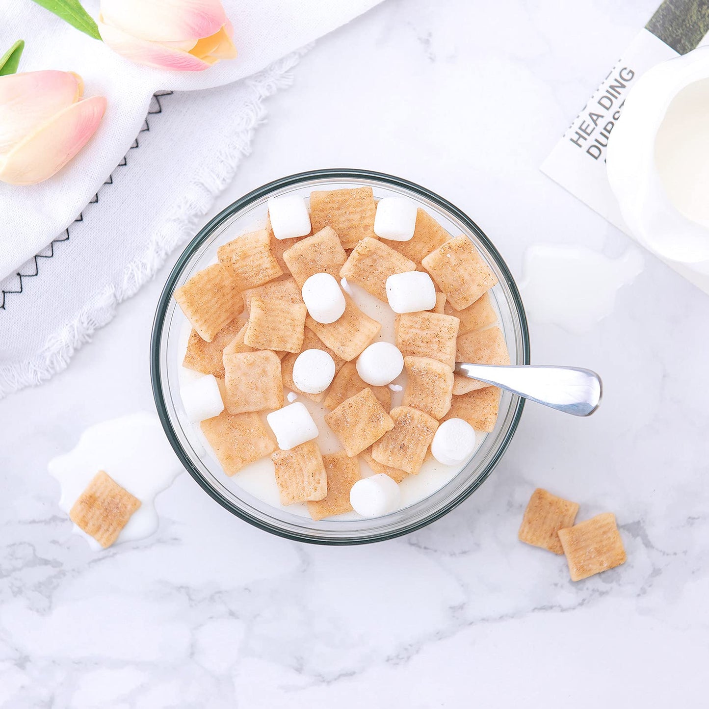 Funny Cinnamon Cereal Bowl with Metal Spoon Scented Soy Candle Morning Ritual Gift