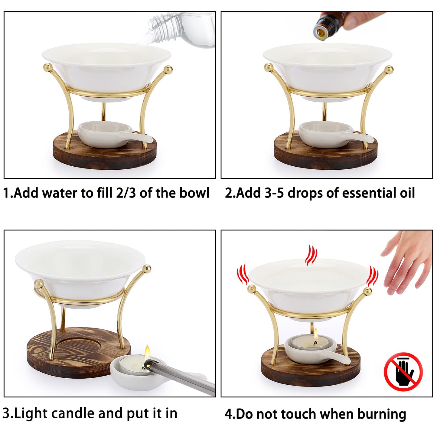 JUXYES Romantic Ceramic Tealight Wax Melt Warmer, Non Elecric Essential Oil Warmer Candle Fragrance Warmer Aromatherapy Wax Candle Tart Burner Warmer Diffuser for Home Decoration