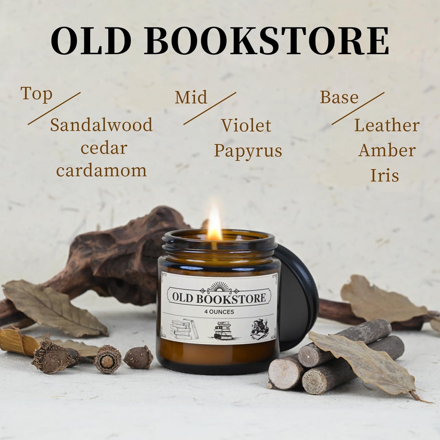 Old Bookstore Candle,Book Lovers Gifts,4 oz 20 Hours Burn Soy Wax Candle Gift for Readers Birthday Gifts for Book Lovers,Librarian,Scented Candle
