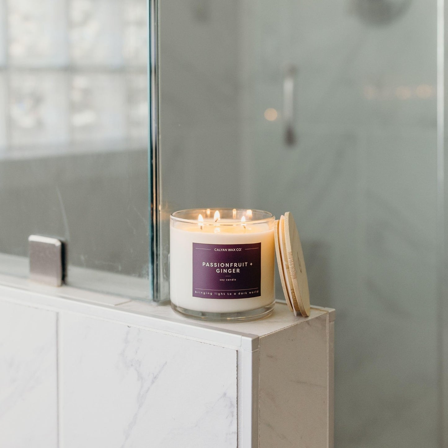 Calyan Wax Co. Passionfruit & Ginger 3 Wick Scented Candle - 43 Hour Burn - Luxury 3 Wick Soy Candles - Clean Soy Wax Candles - Long Lasting Large Glass Jar Candle for Home - 14.9oz
