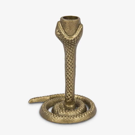 Luminara Wrought Iron Snake Taper Candlestick Holder - Vintage Brass Antique Design - 6.25" - Home Decor Centerpiece - Traditional Table Decoration
