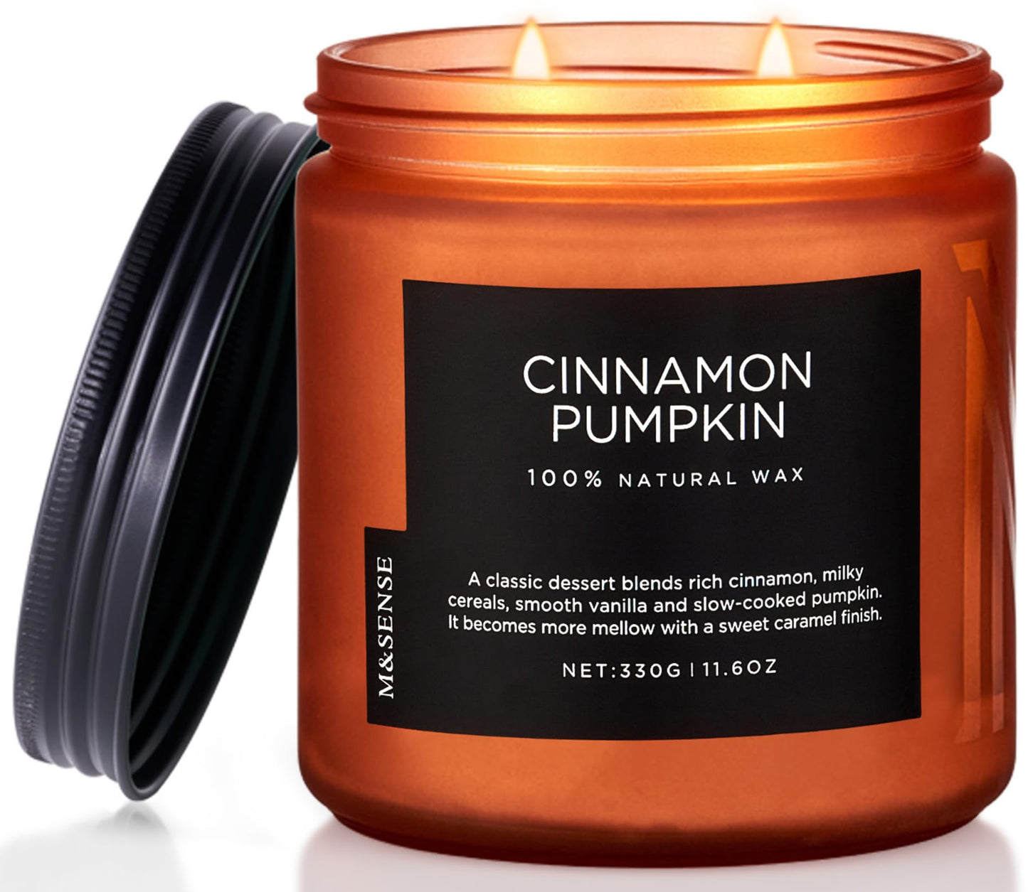 M&SENSE Ceylon Cinnamon Pumpkin Scented Candles for Home, 70 Hours Long Lasting Slow Burning 11.6oz Soy Natural Candle for Easter Holiday Birthday Gifts