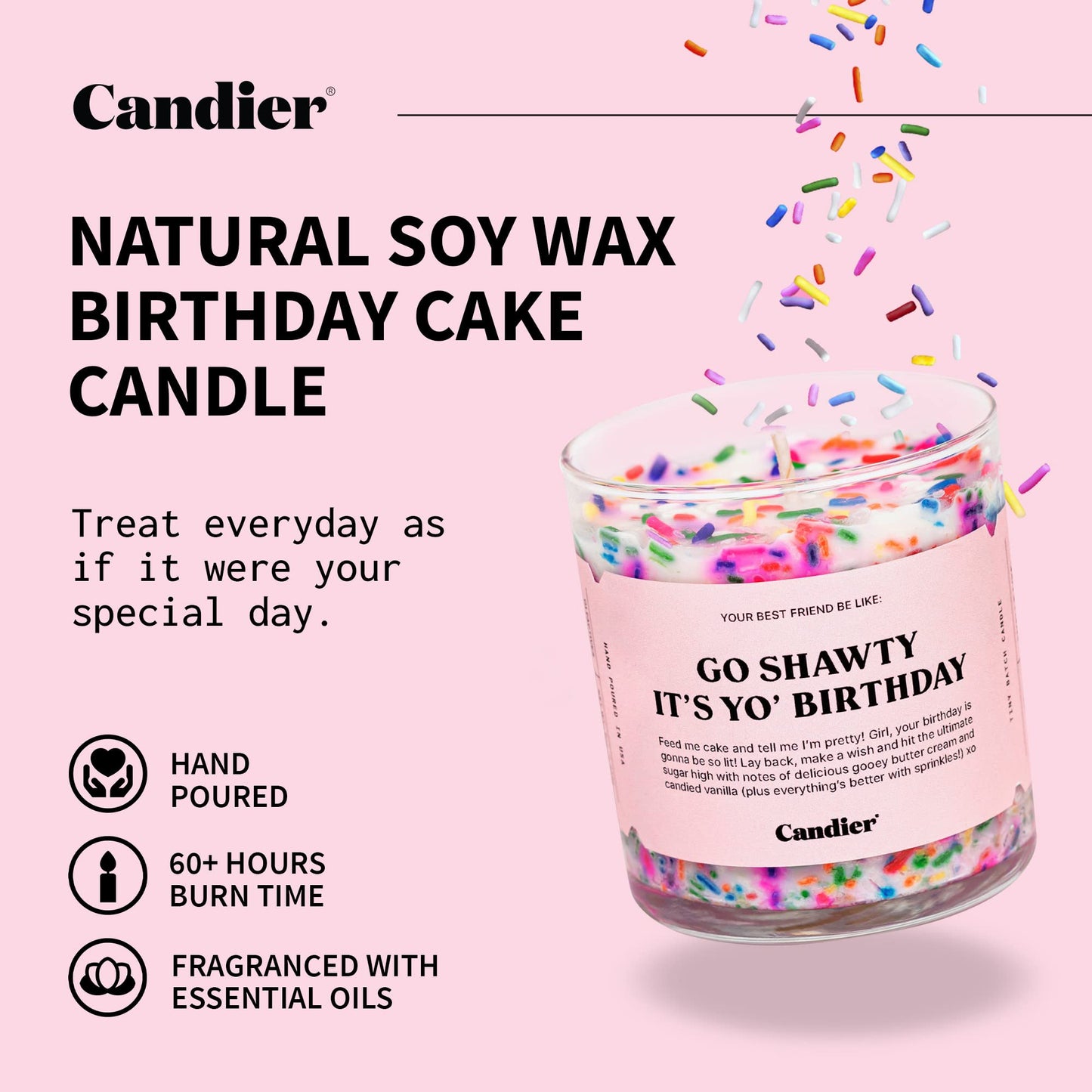 Birthday Cake Scented Candle, Natural Soy Candle with Birthday Cake & Buttercream Notes, Aromatherapy for Relaxation, Unique Candles Gifts for Women, 60-Hour Burn Time - Candier by Ryan Porter