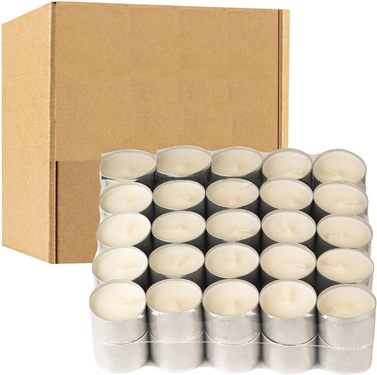 Unscented Tealight Candles, 100% Pure Wax, 9 Hour Burn Time, White, Pack of 100