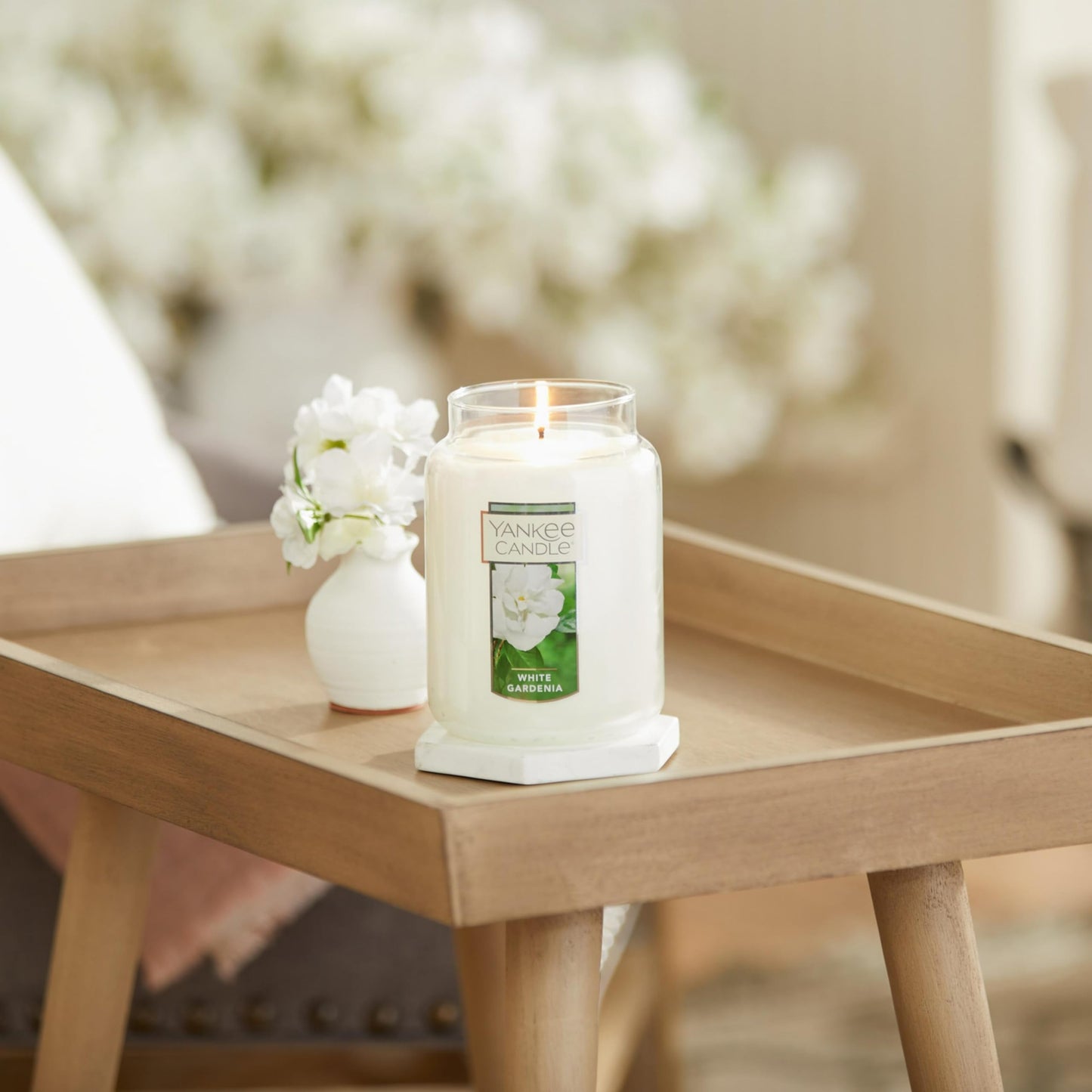 Yankee Candle White Gardenia Scented Classic 22oz Large Jar Single Wick Candle Over 110 Hours of Burn Time