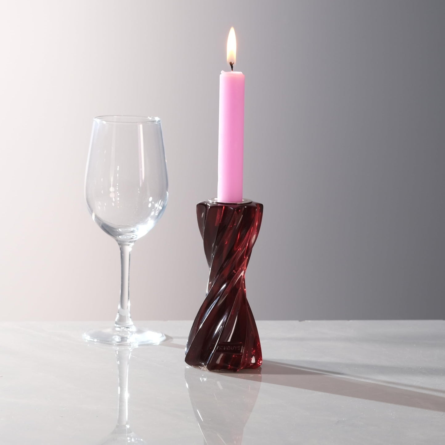 ICNBUYS Twizzle Twist Candle Holder, Decorative Candle Holder for Table Display, Romantic Decoration, Unique Home Décor Aesthetic, Housewarming Gift, Candle Stand Height 5.7 inches Brown - Resin