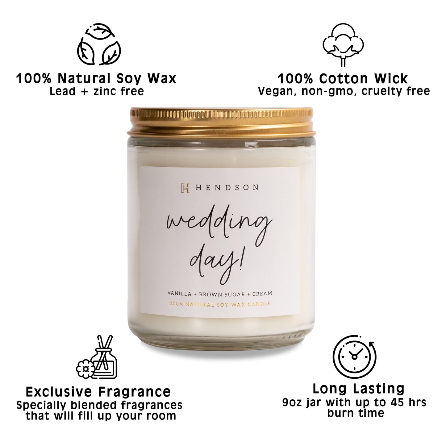 Wedding Shower Gifts - Candles Gift for Bride, Bridal Shower, Bachelorette Party Gifts from Bridesmaids - Wedding Day Candle - Engaged Couple - Hendson Scented Candles