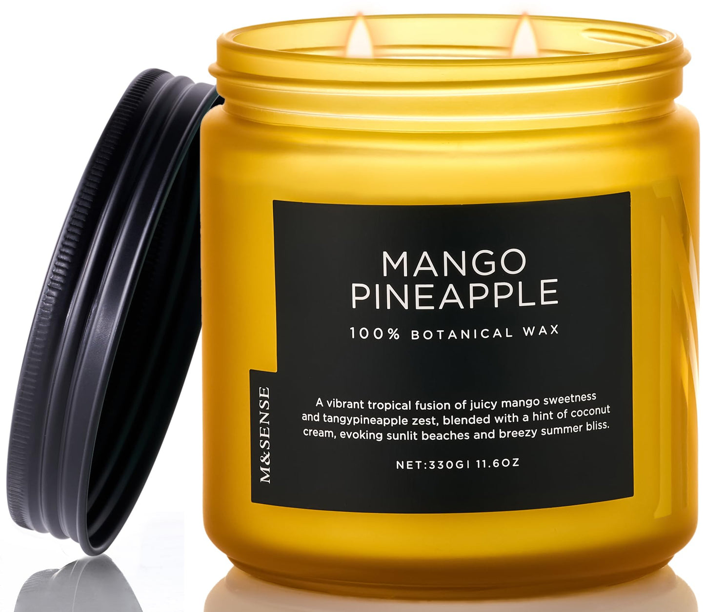 M&SENSE Mango Pineapple Tropical Scented Candle - 11.6oz Natural Soy Wax Non Toxic 70-Hour Burn 2-Wick Fruit Scent for Home, Housewarming Gifts - Aromatherapy Candle for Women, Men & Family Friends