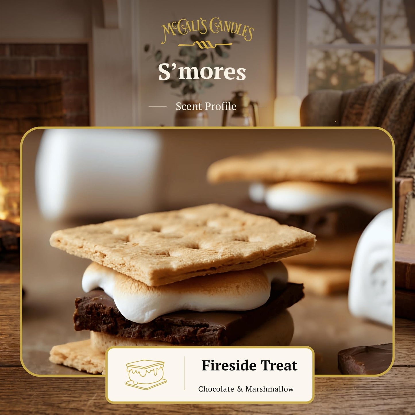 McCall’s Candles | S’Mores | 16 oz Scented Candle | USA-Poured | Vintage Rustic Jar with Carrying Handle | Toasted Marshmallow, Chocolate & Graham Cracker Fragrance