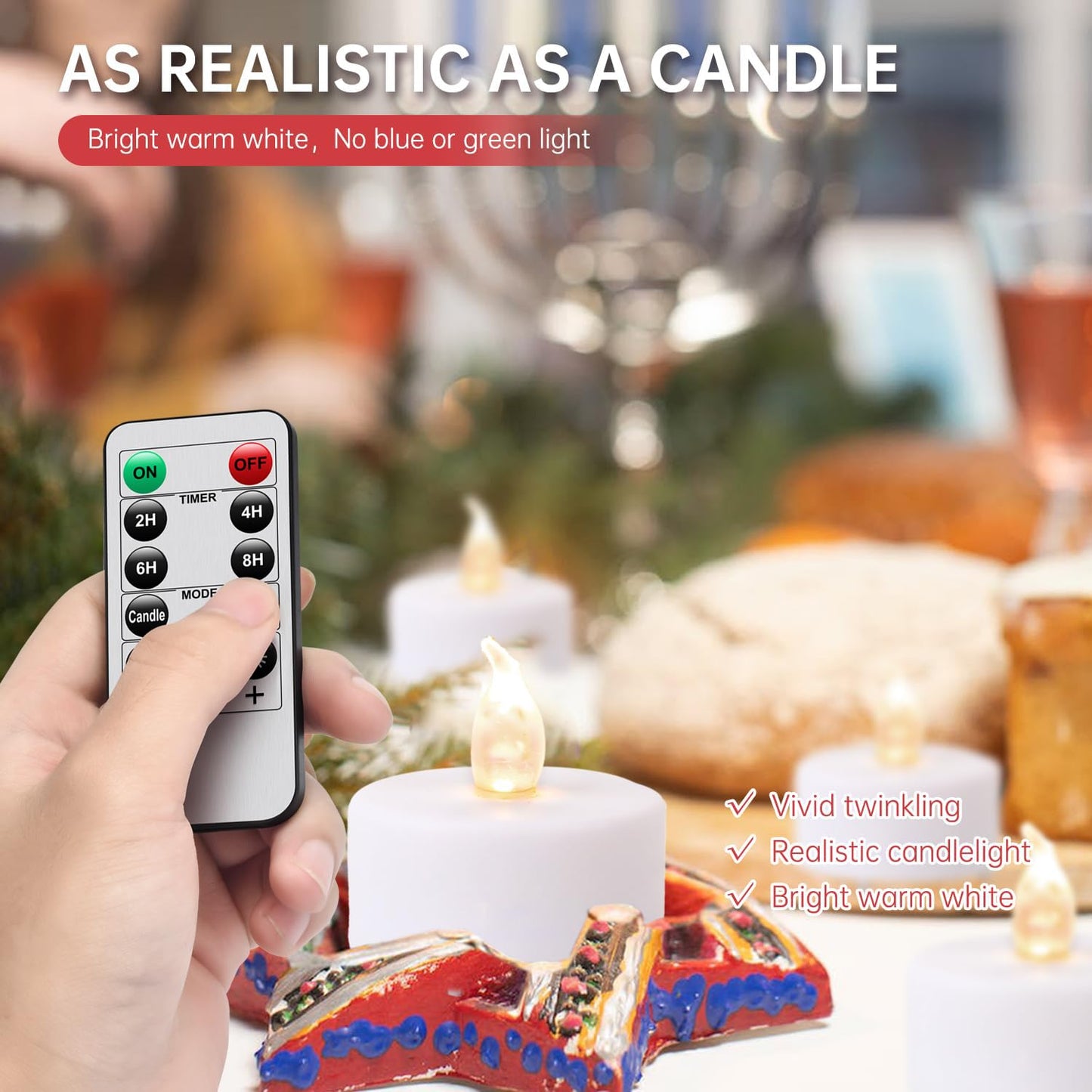 LED Tea Lights with Remote Control: Battery Operated Realistic and Bright Flickering Long Lasting 400+Hours Flameless Candles for Home Decor Holiday Wedding Party Valentine's Day(12pcs WarmWhite)