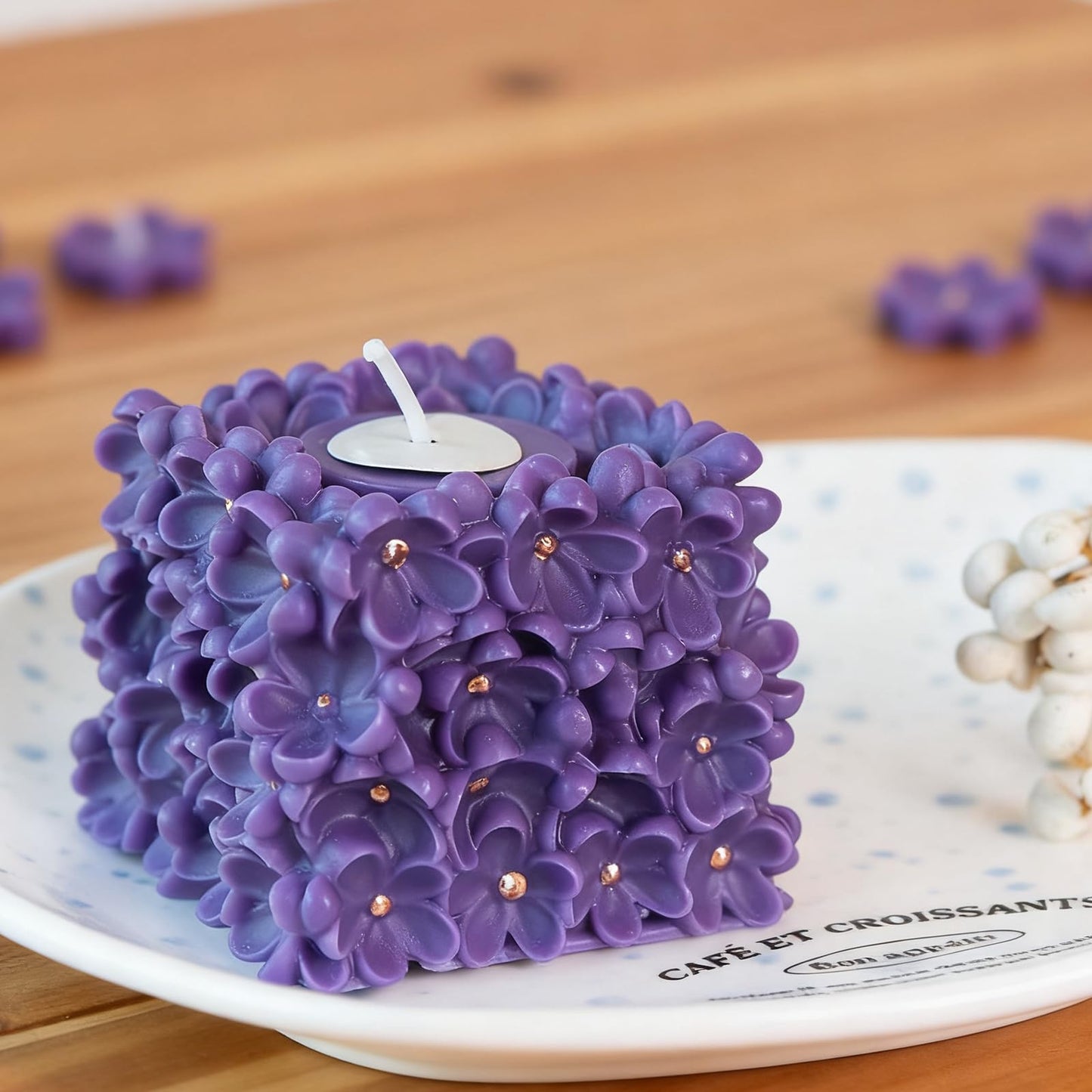 Wehous Unique Flower Candle Molds for Candle Making, 3D Square Hydrangea Flower Silicone Molds for Resin Candle Soap Wax, Floral Silicone Fondant Chocolate Cake Decor Molds DIY Craft Home Decor