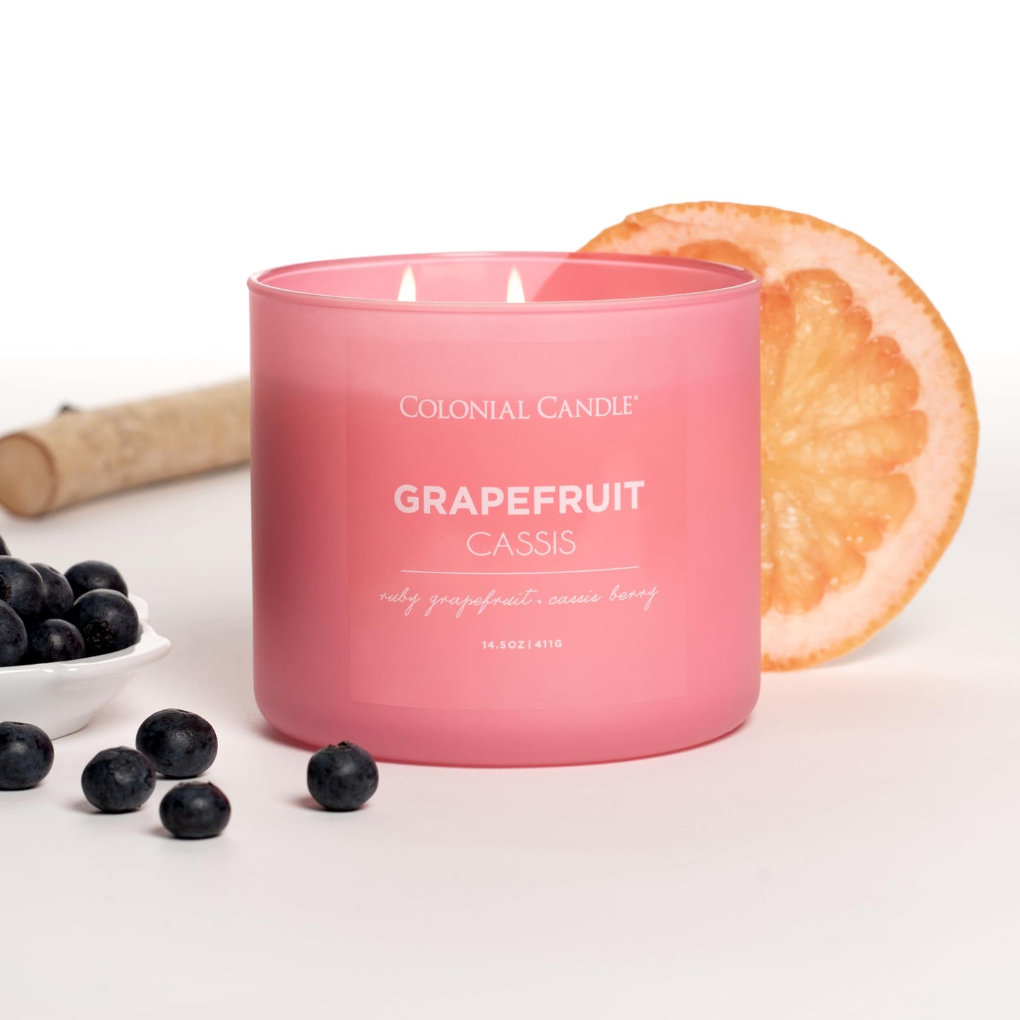 Colonial Candle Pop of Color Grapefruit Cassis 14.5 Oz Scented Matt Glass Jar Candle,Three Premium Cotton Wicks