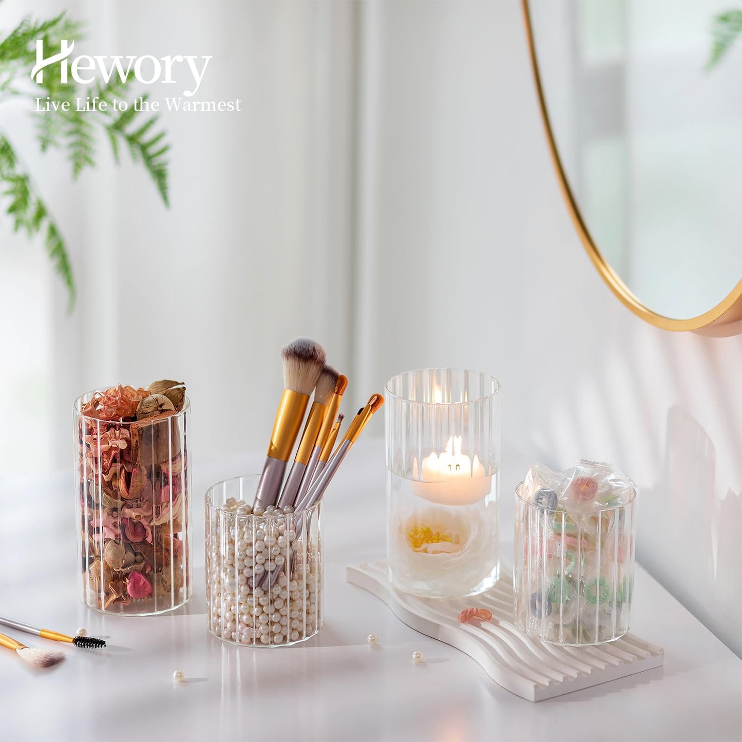 Hewory Glass Hurricane Candle Holder Set of 12, Clear Glass Candle Holders for Pillar Candles Floating Candles, 4 inch Glass Cylinder Hurricane Vases for Centerpieces Wedding Christmas Home Decor